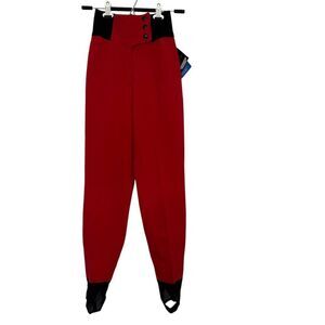 NWT Vintage Tyrolia Skiwear Schoeller Skifans Womens Stirrup Ski Pants Red 4